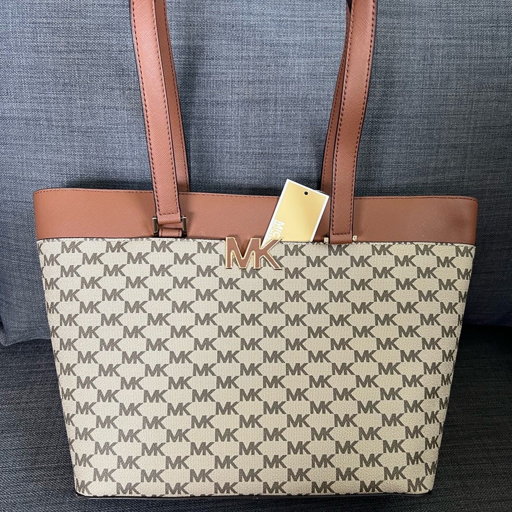 NWT MICHAEL KORS FLORENCE TOP ZIP LARGE TOTE HANDBAG